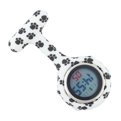 Digital Silicone Nurse Watch Fob Pocket Watches Dog Paws Doctor Medical Hospital  Brooch Lapel Clock Brand Date Week Dis