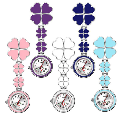 Four Leaf Clover Nurse Watch Fob Pocket Doctor Watch Hanging Hospital Gift Luminous Medical Clock Sun Pattern Literal