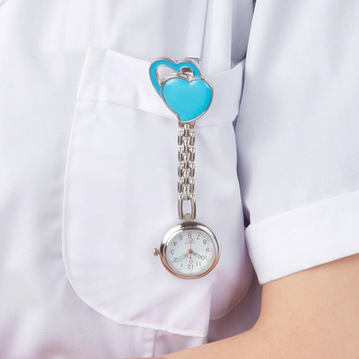 Double heart Nurse Watch Alloy case and chain with IP fine plate surface