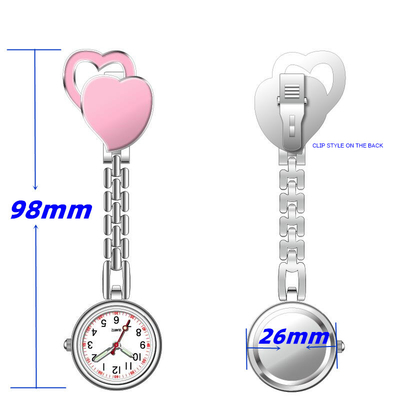 Double heart Nurse Watch Alloy case and chain with IP fine plate surface