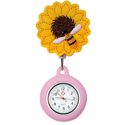 FOB Nurse Pocket Watch Stretchable Embroidery Sunflower Medical Silicone Watches   Nurse Clock Fashion Doctor Gift