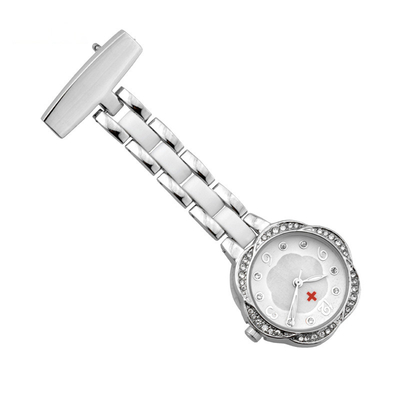 ALK Flower Type Nurse Watches Diamond Fob Nurse Pocket Watch Silver Nursing Gift Rose Gold Brooch Doctor Medical Quartz