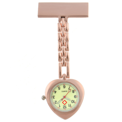 Heart Nurse Quartz Watches Fob Pocket Watches Nursing Gift Lapel Silver Brooch Doctor Relogio Rose Gold Medical Clocks