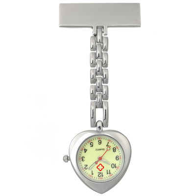 Heart Nurse Quartz Watches Fob Pocket Watches Nursing Gift Lapel Silver Brooch Doctor Relogio Rose Gold Medical Clocks