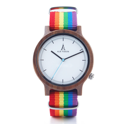 ALK Vision Pride Rainbow Top Wood Watches Dropshipping Brand Women Mens Wooden Watch Canvas LGBT Strap Fashion Casual Wr