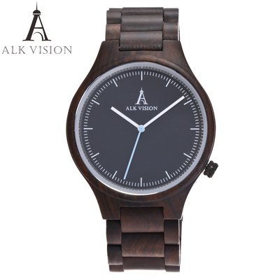 ALK Vision Mens Wood Watch Black Women Watches Couples Clock Real Wooden Watches Natural Wood Men Watch Top Brand Men wr