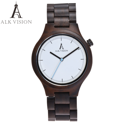 ALK Vision Mens Wood Watch Black Women Watches Couples Clock Real Wooden Watches Natural Wood Men Watch Top Brand Men wr