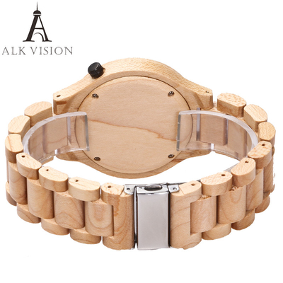 ALK Vision Wood watch male female couple watches maple wooden wrist watch for men women ladies Lovers Watch casual white