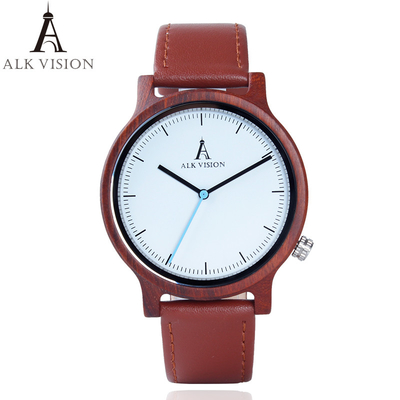 Wood Watch male female ALK Wooden ladies Fashion Mens Wristwatch top luxury brand Women Wrsit Watches Leather band Clock