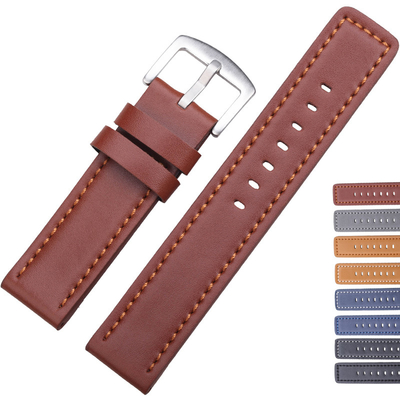 ALK Vintage Cow Leather Watch Band Bracelet multicolors Strap pin buckle Watchband  belt accessories brown  18mm 20mm 22