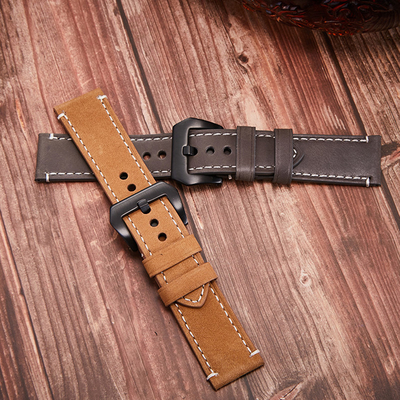 Watch band  leather wrist strap watch accessories pin buckle strap 20mm22mm24mm suitable for smart watch flat interface
