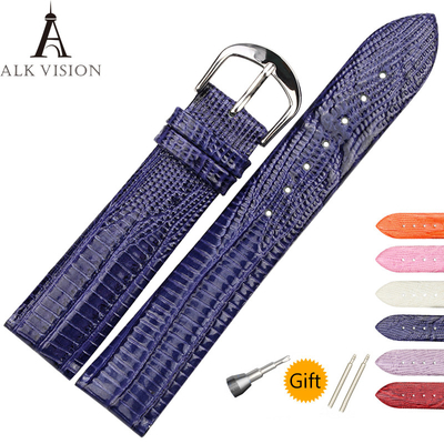 Genuine True Leather Watchband Lizard Skin Pattern Watch Band Cow Leather Straps 14 16 18 20mm Pin Buckle Watch Strap Or