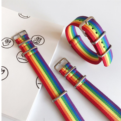 LGBT Pride Rainbow Nylon Band for Watch Russian Flag Strap Men Women Watches Accessory Canvas Bracelet Wristband 18 20 2