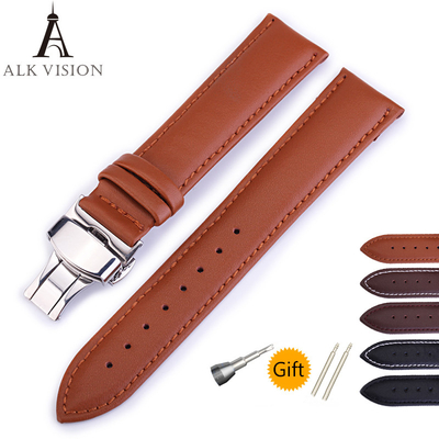 ALK Watch Band Bracelet Multicolors Strap Pin Buckle Watchband Belt Accessories Cow Leather Vintage Brown 18mm 20mm 22mm