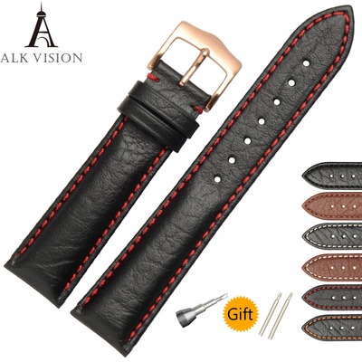 ALK Vintage Cow Leather Watch Band Bracelet black stainless fashion buckle Strap Watchband  belt accessories brown gold