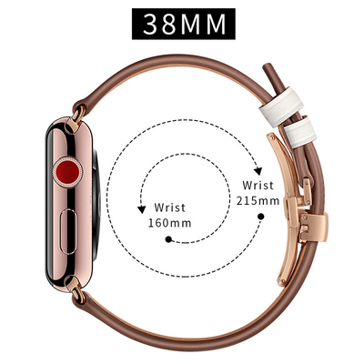 iwatch band butterfly deployant Clasp buckle genuine leather watchband for Apple Watch band series 4/3/2 strap for smart
