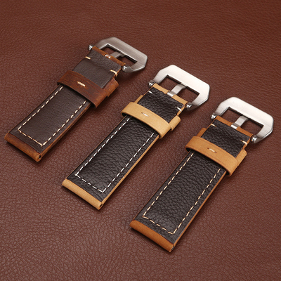 Abrasive leather watch belt watch fashion bracelet belt wrist light brown darkbrown khaki 22mm 24mm26mm