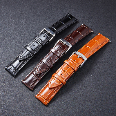 2020 leather strap shiny double-sided leather strap quick release switch raw ear watch with pin buckle strap watch acces