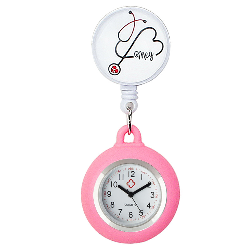 Nurse Pocket Watch Cute High-grade Crystal Silicone Medical Watches Round Stationary FOB Clip-on Doctor Clock Hospital G