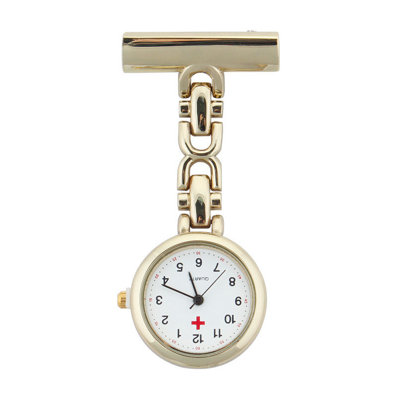 Classic Nurse Pocket Watch White plate and black hands. Alloy case and chain.
