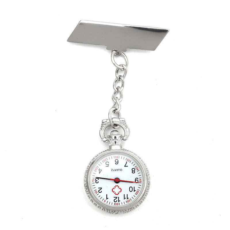 Classic Medical Watches Alloy Quartz Pocket Nurse Watch Clip-on Fob Doctor Quartz Clock Brooch Pendants Silver Hospital
