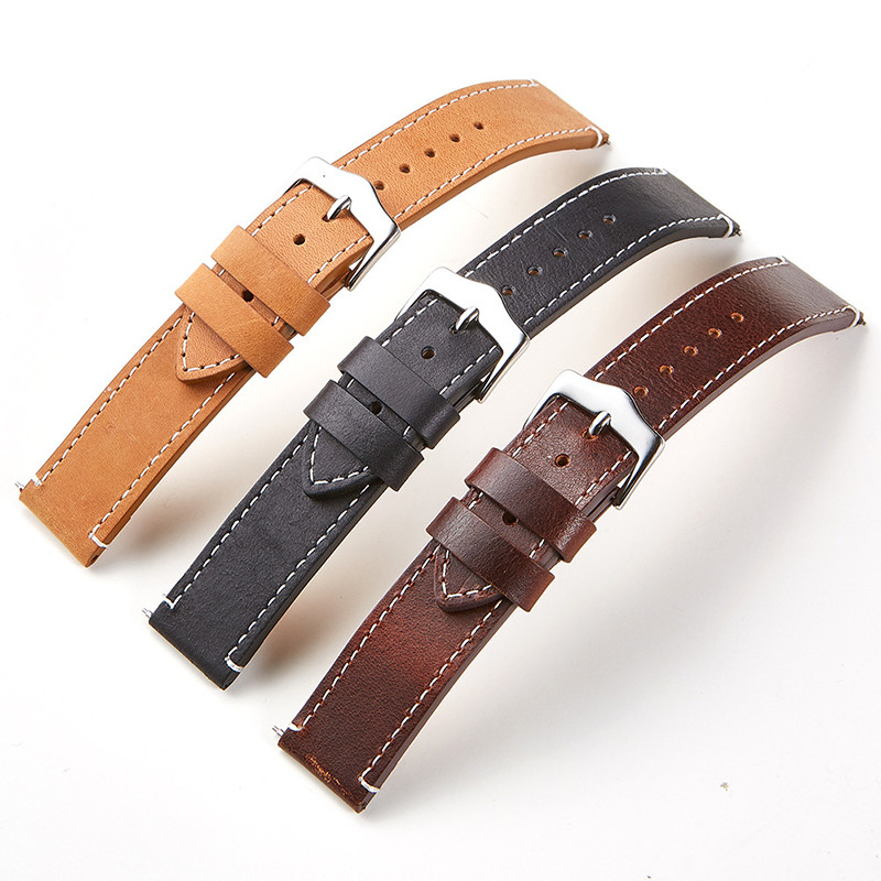 ALK VISION Women's leather band  three-color oil wax leather quick release smart strap accessories 20mm 22mm