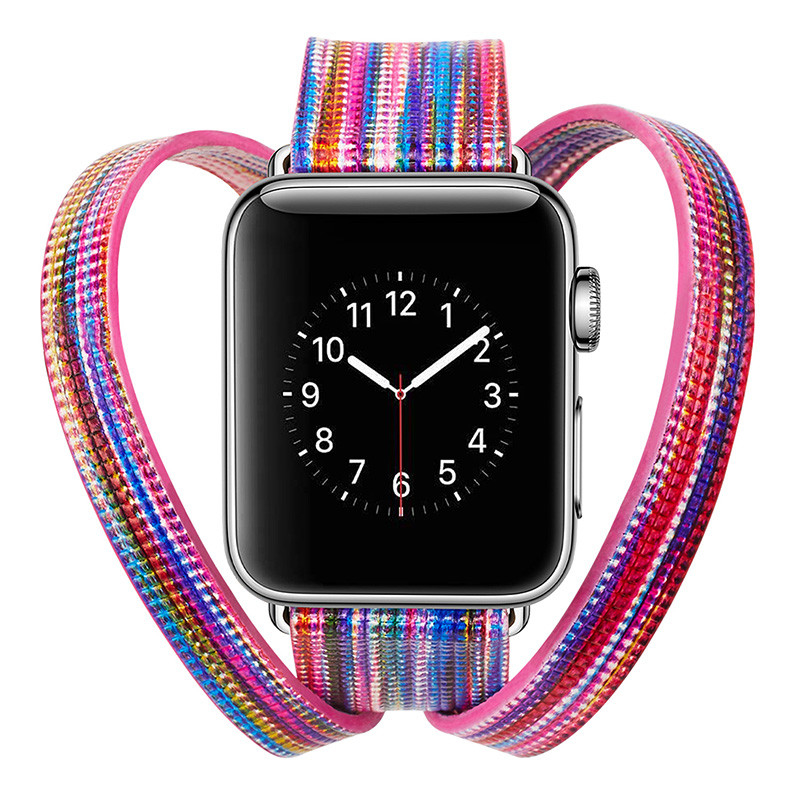 Genuine Leather Watchband For Apple Watch 38mm 42mm Women Men Replacement colorful DIY part Bracelet Strap Band for iwat